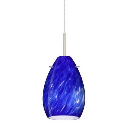 Besa Lighting Besa Pera 6 Pendant Satin Nickel Blue Cloud 1x50W Candelabra 1BT-171386-SN